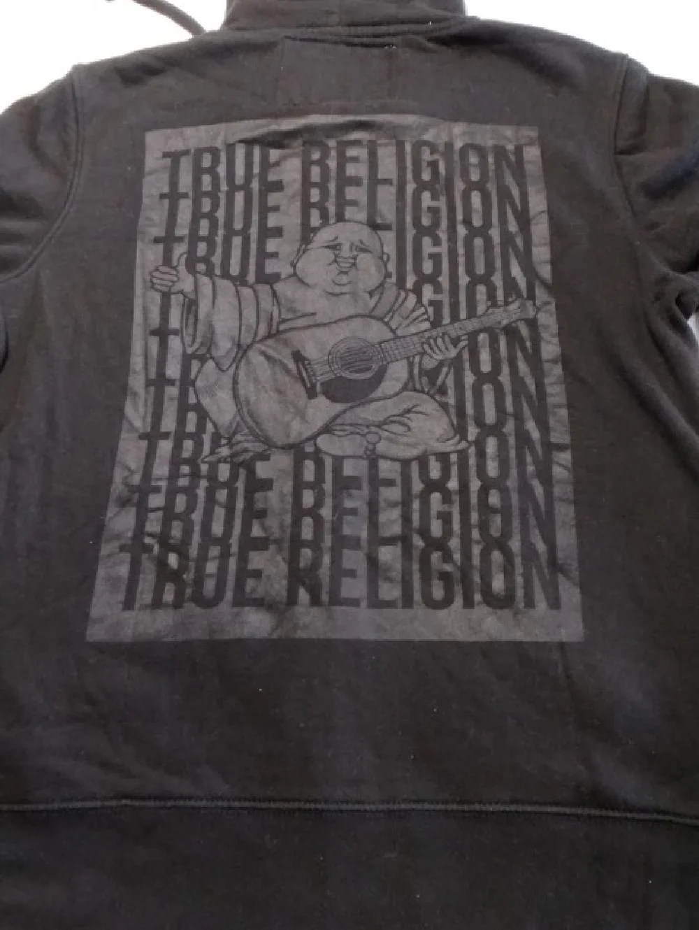 True Religion Black Zip-Up Hoodie W/Great Back Hit , L , $44
